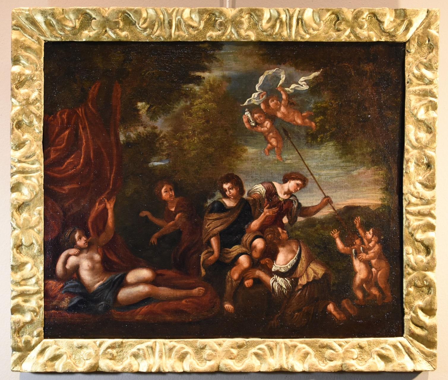 Diana Albani, peinture mythologique huile sur toile, maître ancien italien 17ème siècle