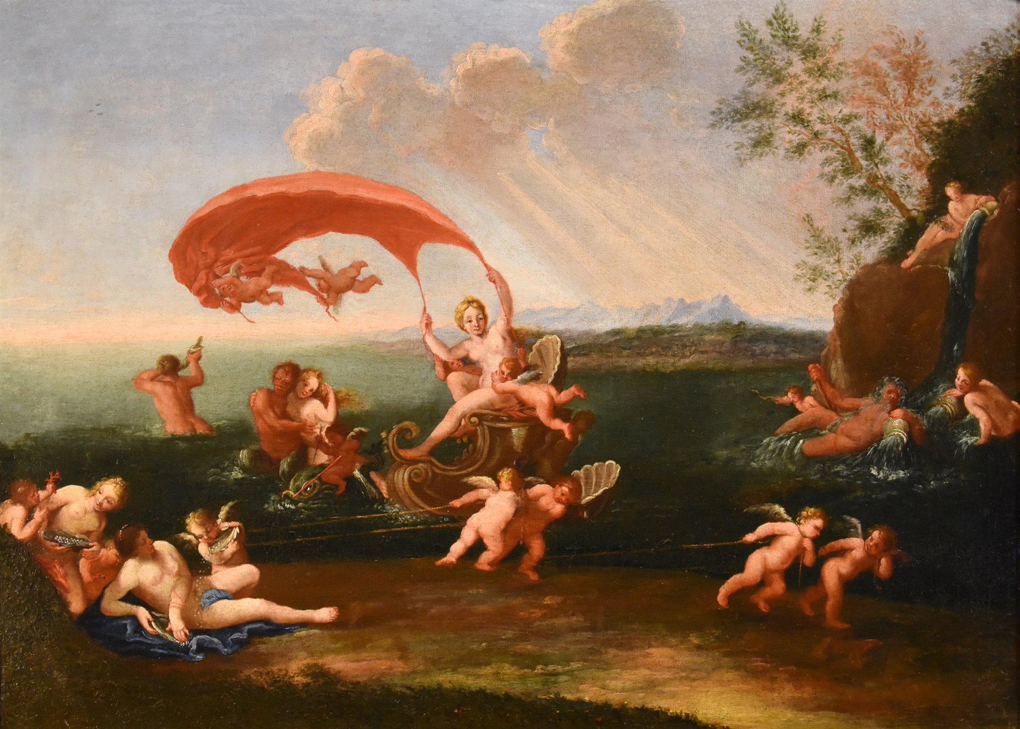 Galatea Nymph Albani Paint Oil on canvas Old master 17th Century Italy Art - Old Masters Painting by Francesco Albani (Bologna 1578 - 1660) Circle of