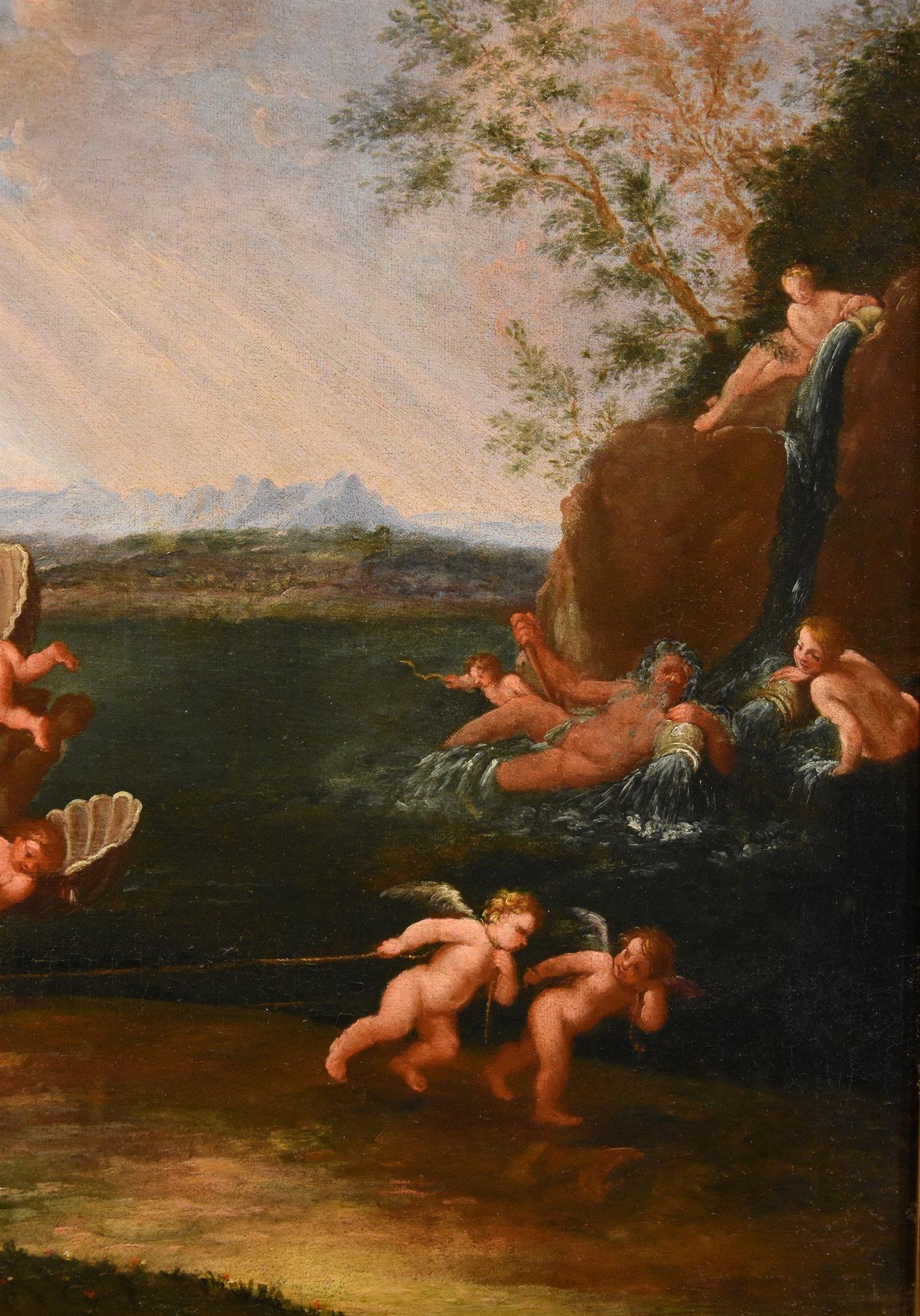 Galatea Nymphe Albani Peinture Huile sur toile Ancien maître 17ème Siècle Italie Art en vente 1
