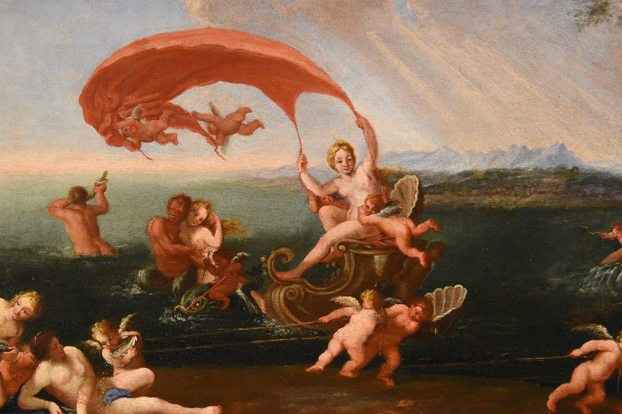 Galatea Nymphe Albani Peinture Huile sur toile Ancien maître 17ème Siècle Italie Art en vente 3
