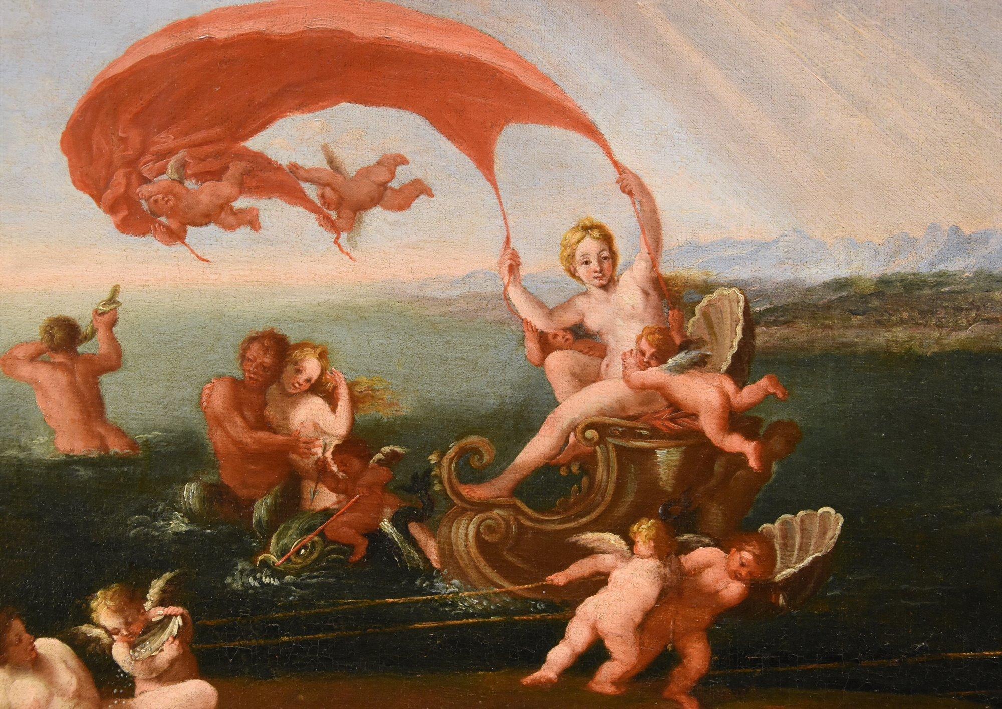 Galatea Nymphe Albani Peinture Huile sur toile Ancien maître 17ème Siècle Italie Art en vente 4