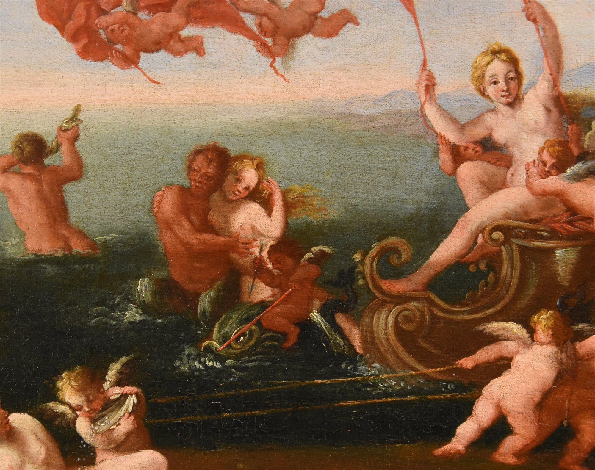 Galatea Nymphe Albani Peinture Huile sur toile Ancien maître 17ème Siècle Italie Art en vente 5