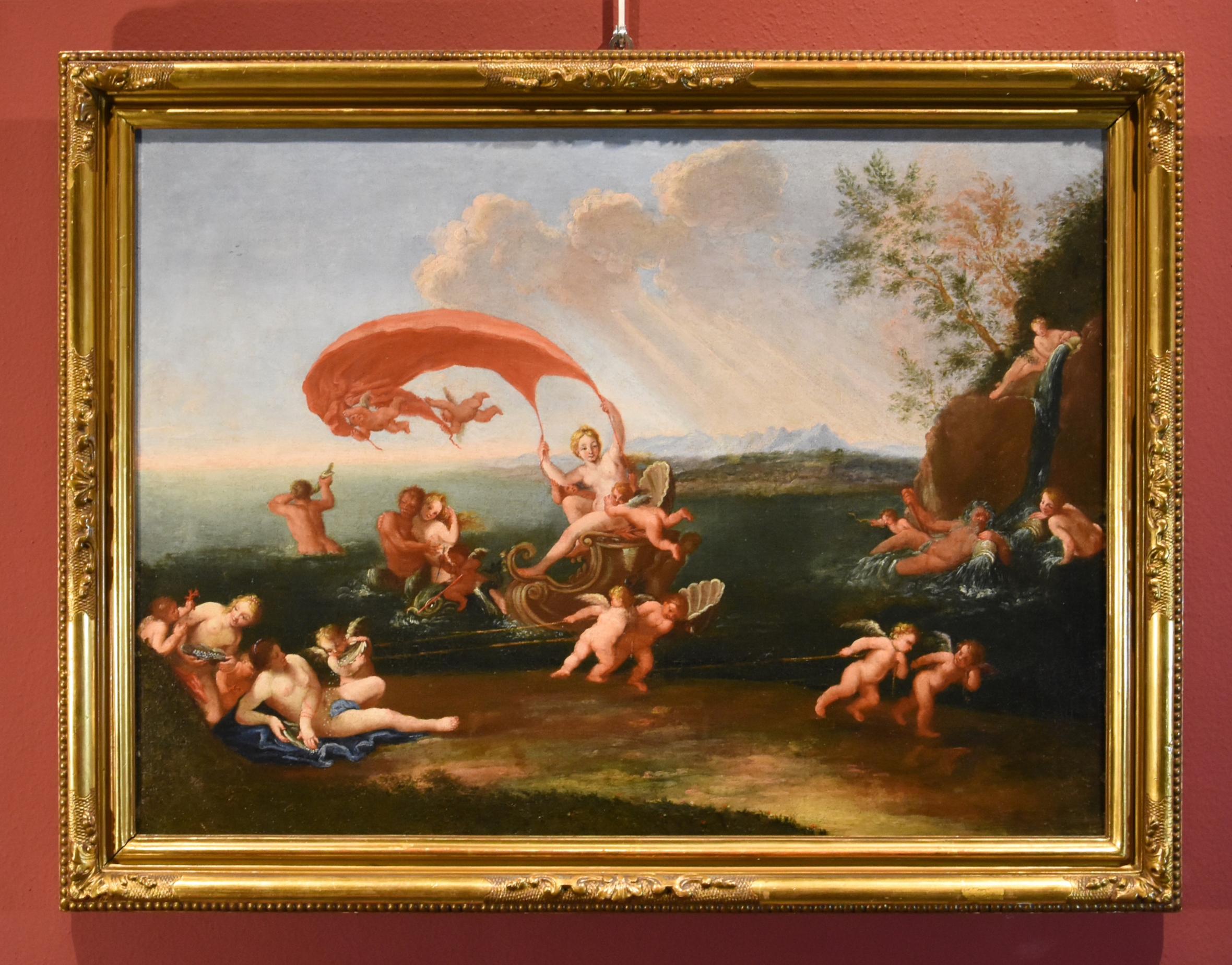 Galatea Nymphe Albani Peinture Huile sur toile Ancien maître 17ème Siècle Italie Art - Painting de Francesco Albani (Bologna 1578 - 1660) Circle of