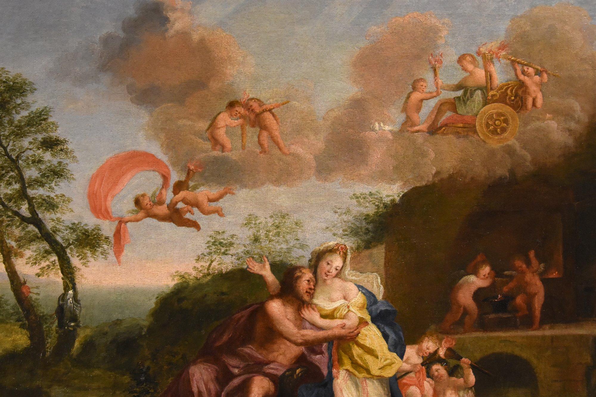 Mars Venus Albani Paint Oil on canvas 17th Century Old master Mythological For Sale 6