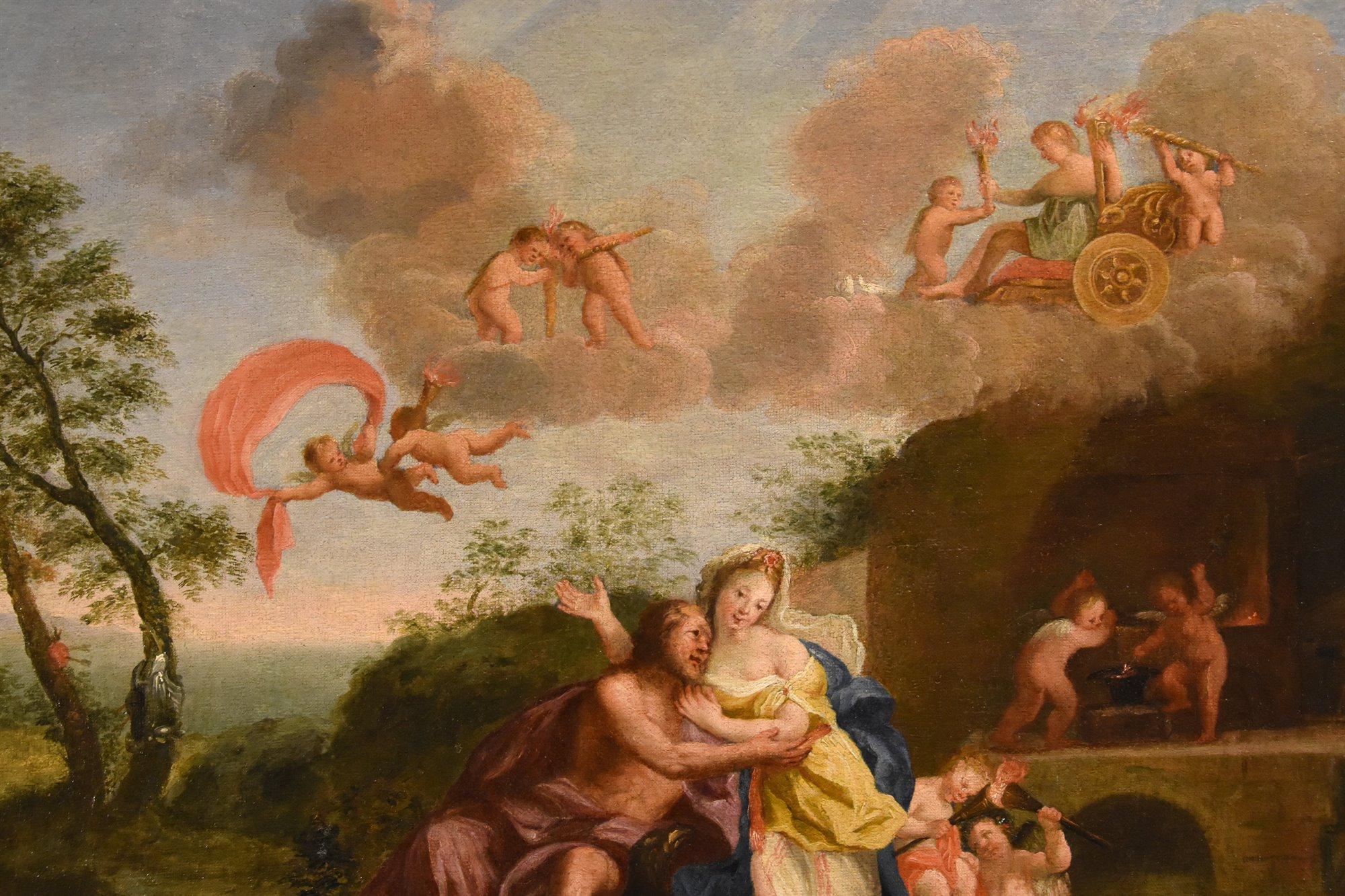 Mars Venus Albani Paint Oil on canvas 17th Century Old master Mythological For Sale 8