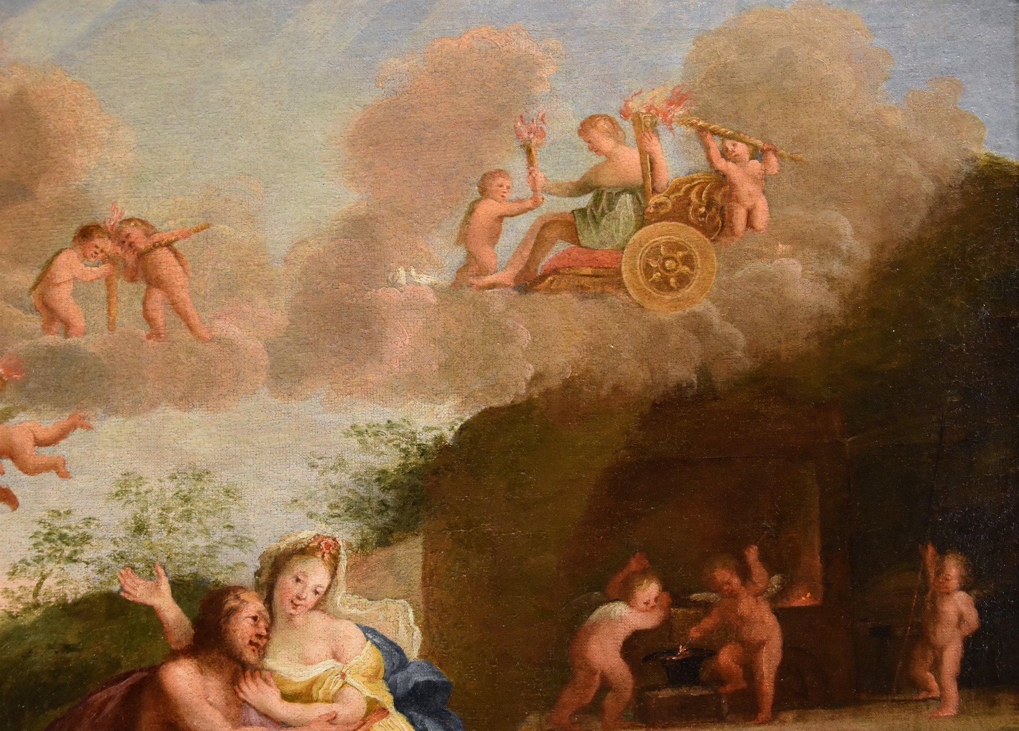Mars Venus Albani Paint Oil on canvas 17th Century Old master Mythological For Sale 1