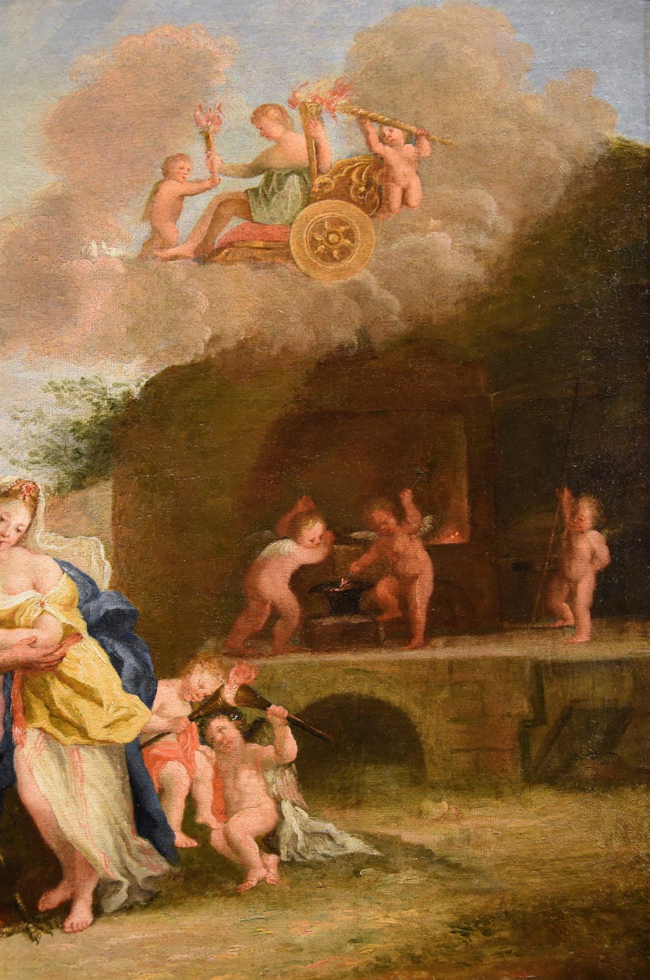 Mars Venus Albani Paint Oil on canvas 17th Century Old master Mythological For Sale 2