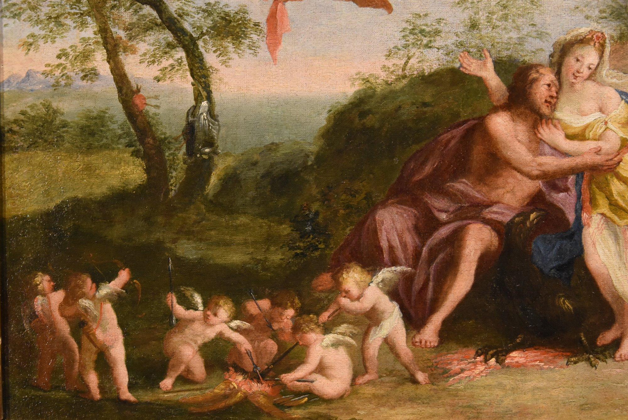 Mars Venus Albani Paint Oil on canvas 17th Century Old master Mythological For Sale 4