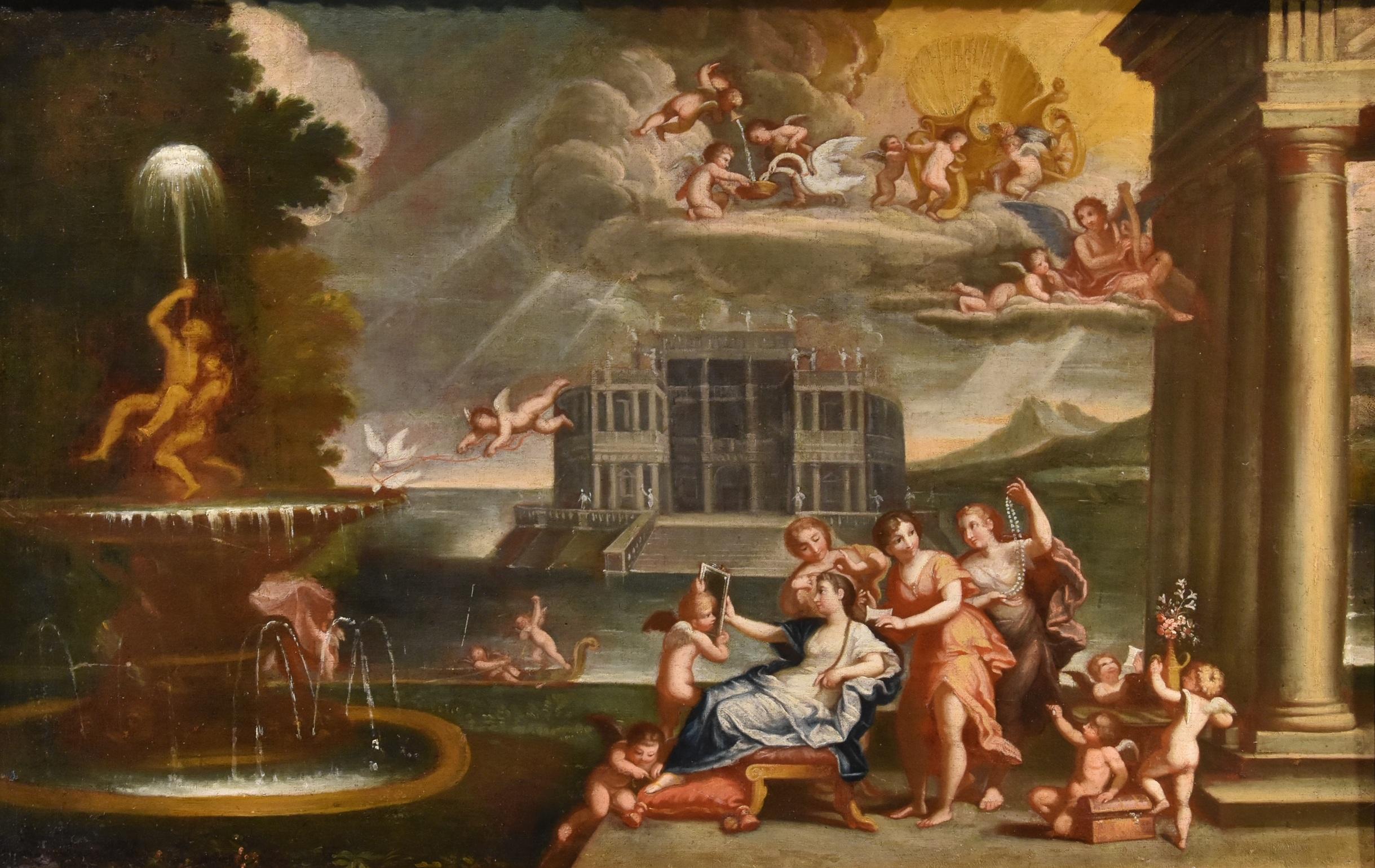 Toilette Vénus Albani Mythologique 17/18ème Siècle Peinture Huile sur toile Vieux maître - Maîtres anciens Painting par Francesco Albani (Bologna 1578 - 1660) Circle of