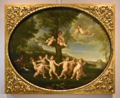 Danza degli amorini Albani Dipinto del 18/19° secolo Olio su tavola Antico maestro Mitologico