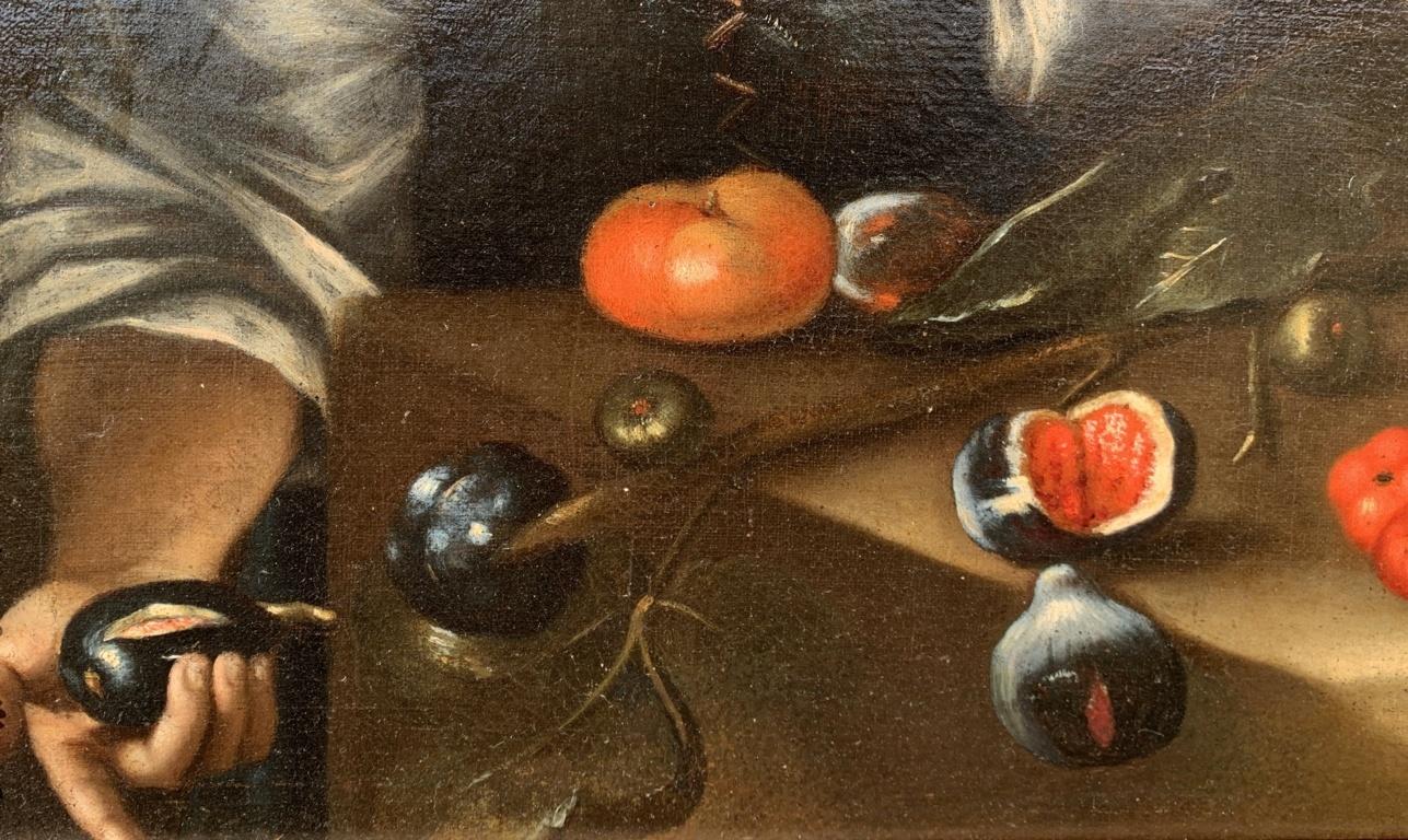 Francesco Annicini (Roman Master) 17th century still life painting - Greengrocer For Sale 4