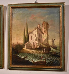 Landscape See Water Antoniani Paint Oil on canvas Old master 18th Century Italy