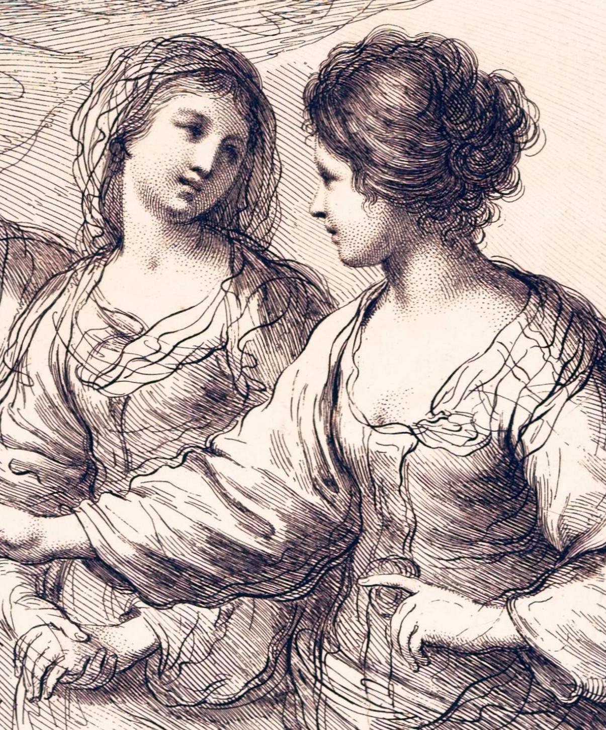 Cuatro jóvenes y el niño Cupido / - Virtuosismo misterioso - - Print Realista de Francesco Bartolozzi