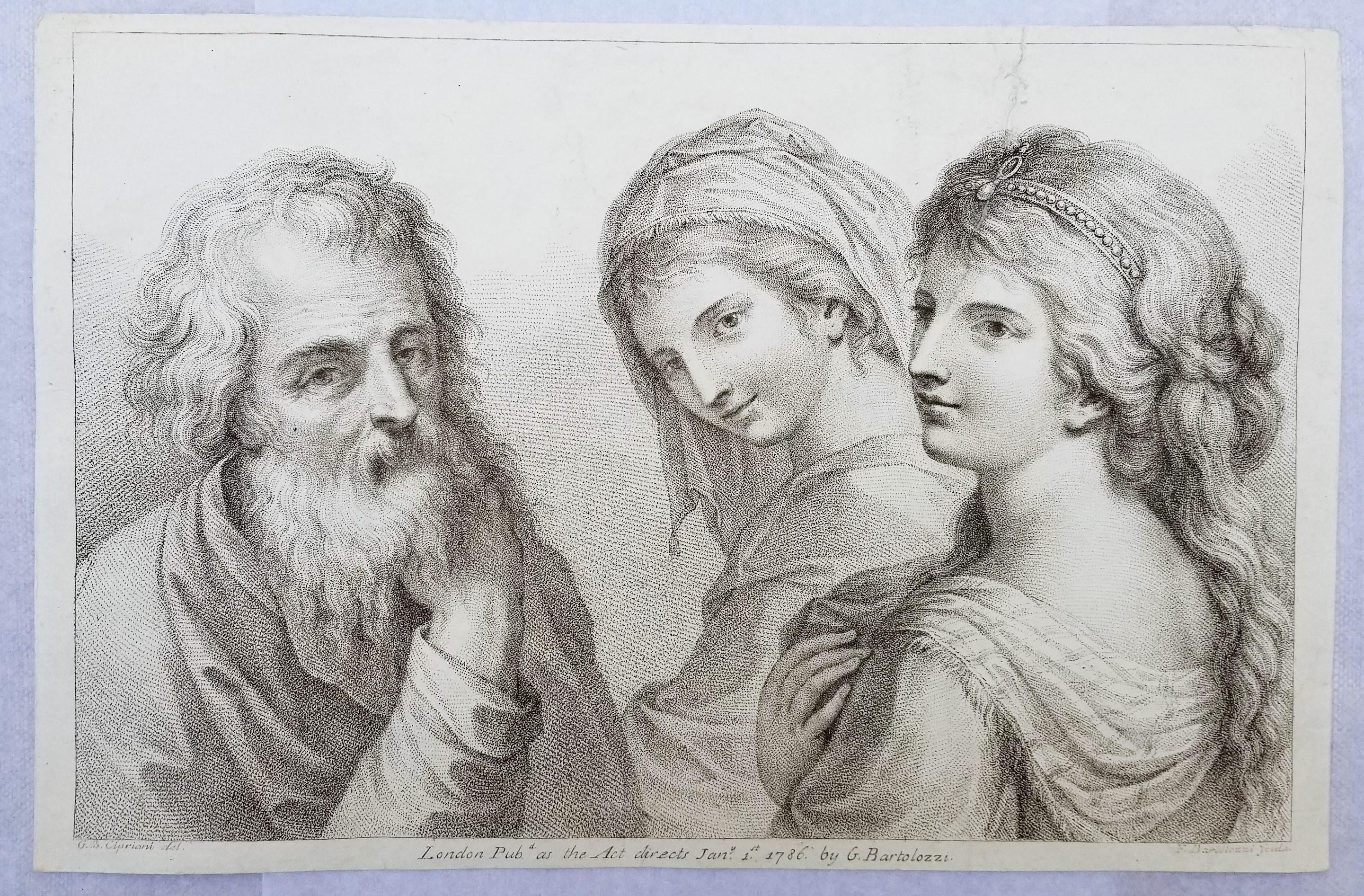 Ensemble de deux gravures d'après Cipriani « Four Muses » et « Fille et deux filles » en vente 7
