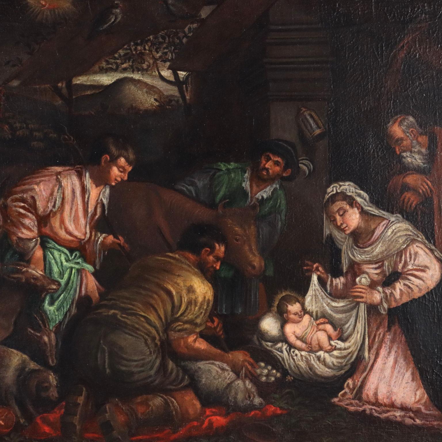 Painting from the workshop of Francesco Bassano  Nativity second half of the 500's For Sale 2
