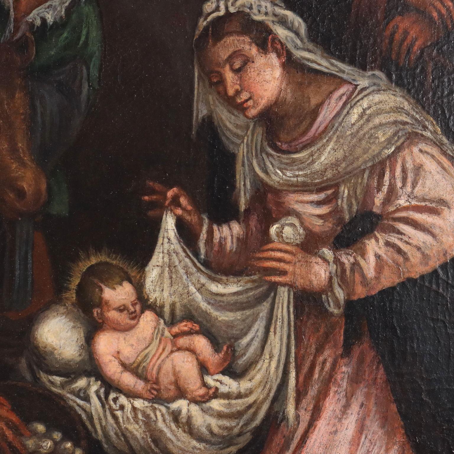 Painting from the workshop of Francesco Bassano  Nativity second half of the 500's For Sale 3