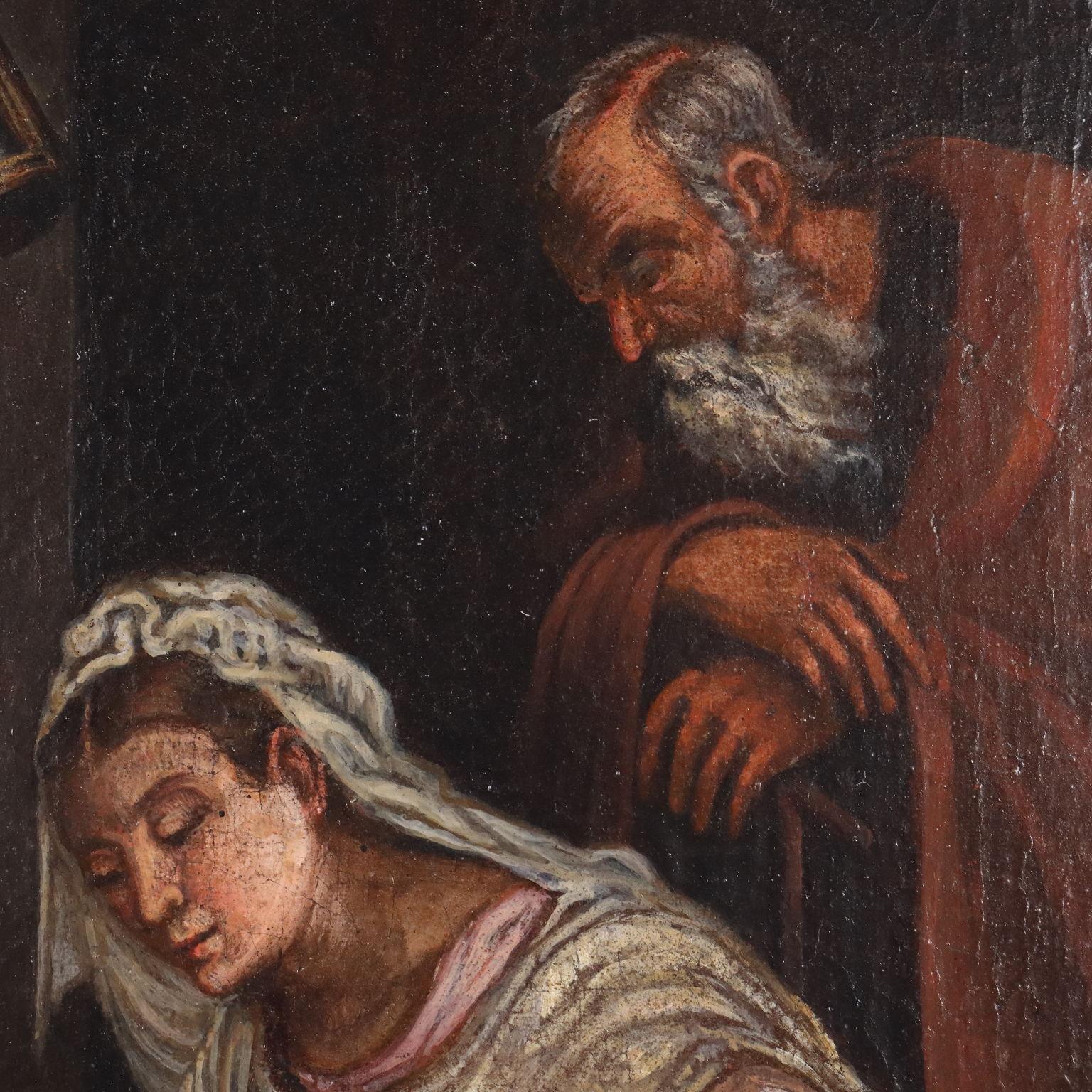 Painting from the workshop of Francesco Bassano  Nativity second half of the 500's For Sale 4