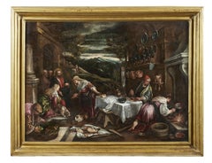 16th Century Christ in Mary's House Francesco Bassano Magdalene Oil on Canvas