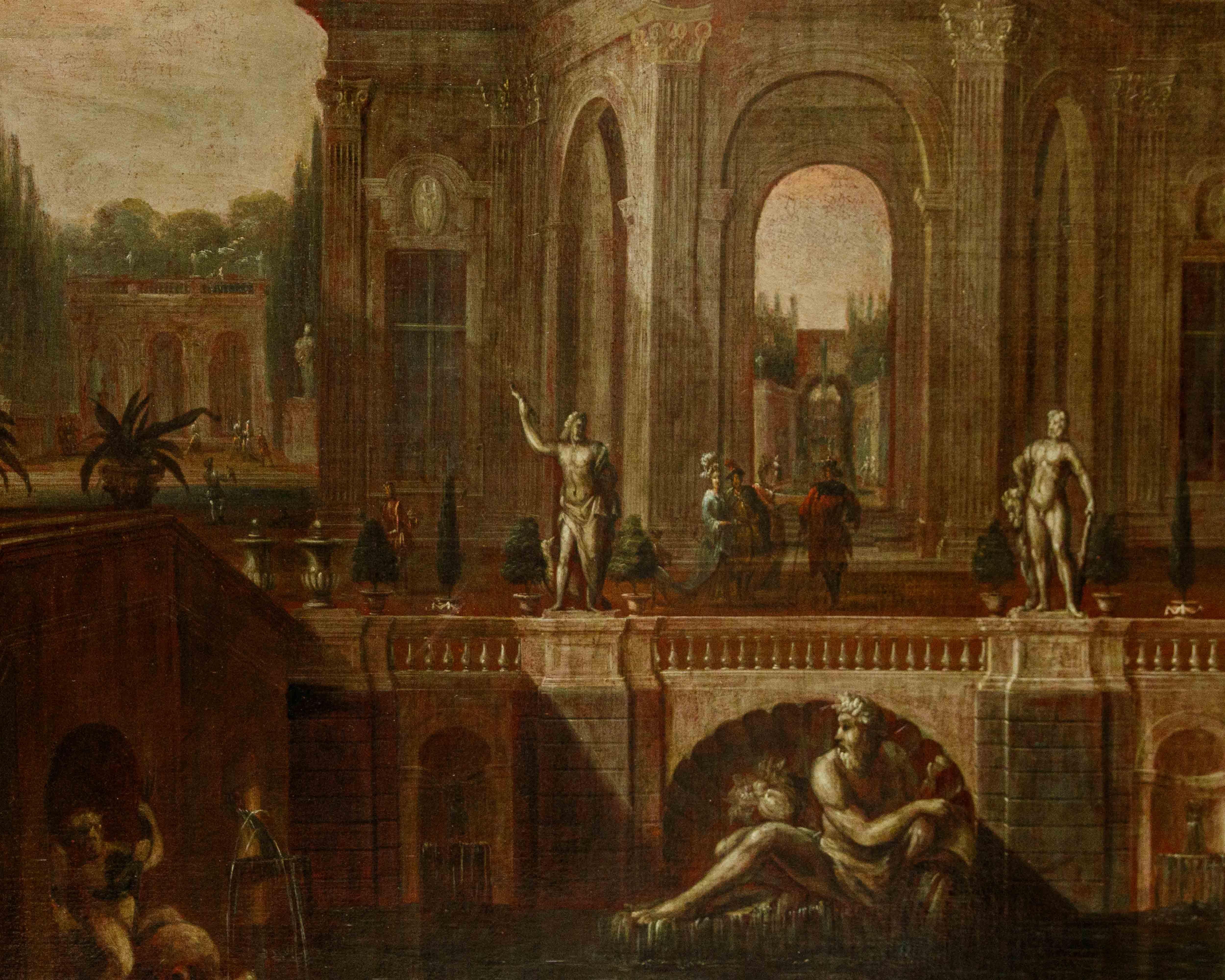 Kreis von Francesco Battaglioli, Architektur mit Schwänen im Angebot 10