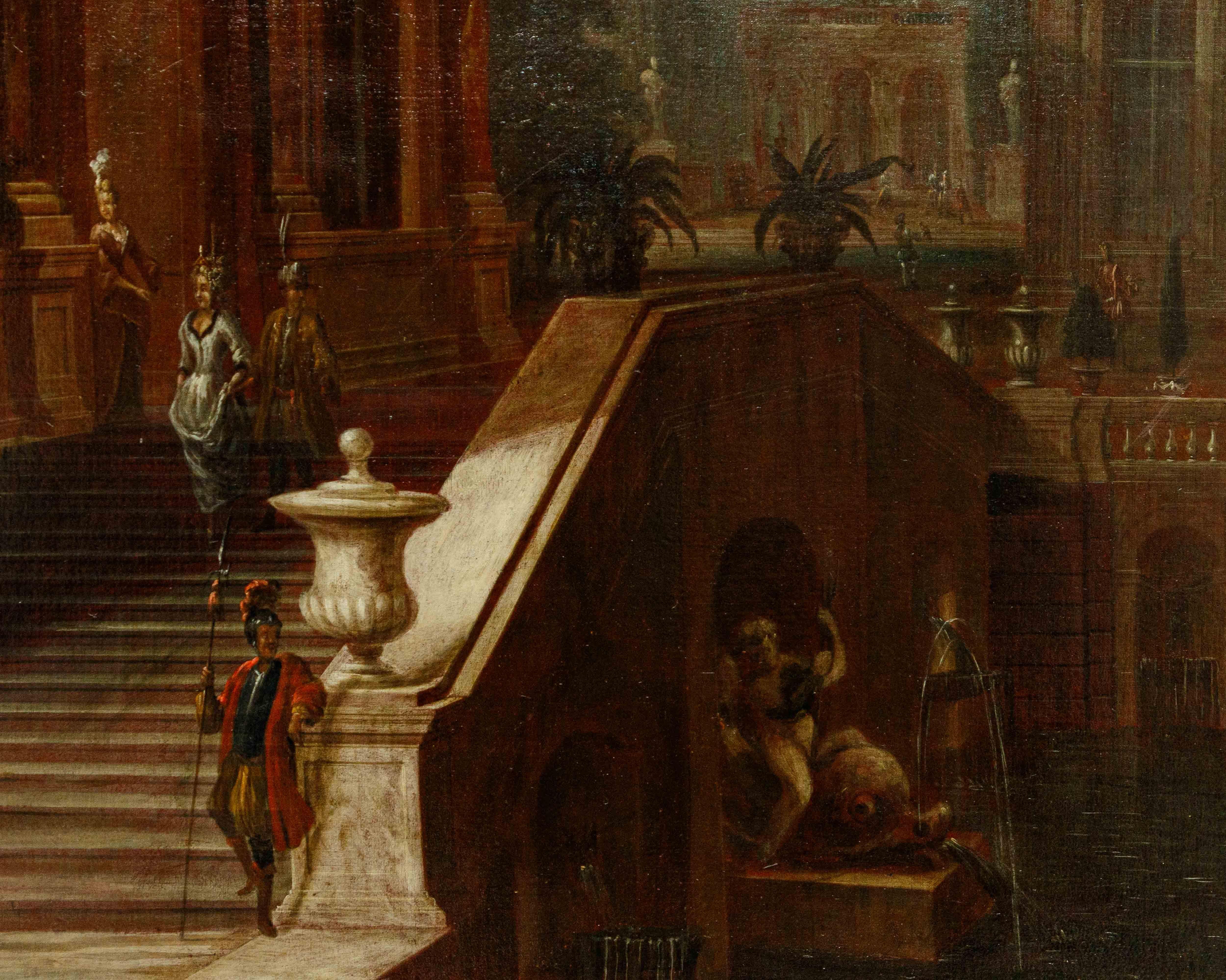 Kreis von Francesco Battaglioli, Architektur mit Schwänen im Angebot 1
