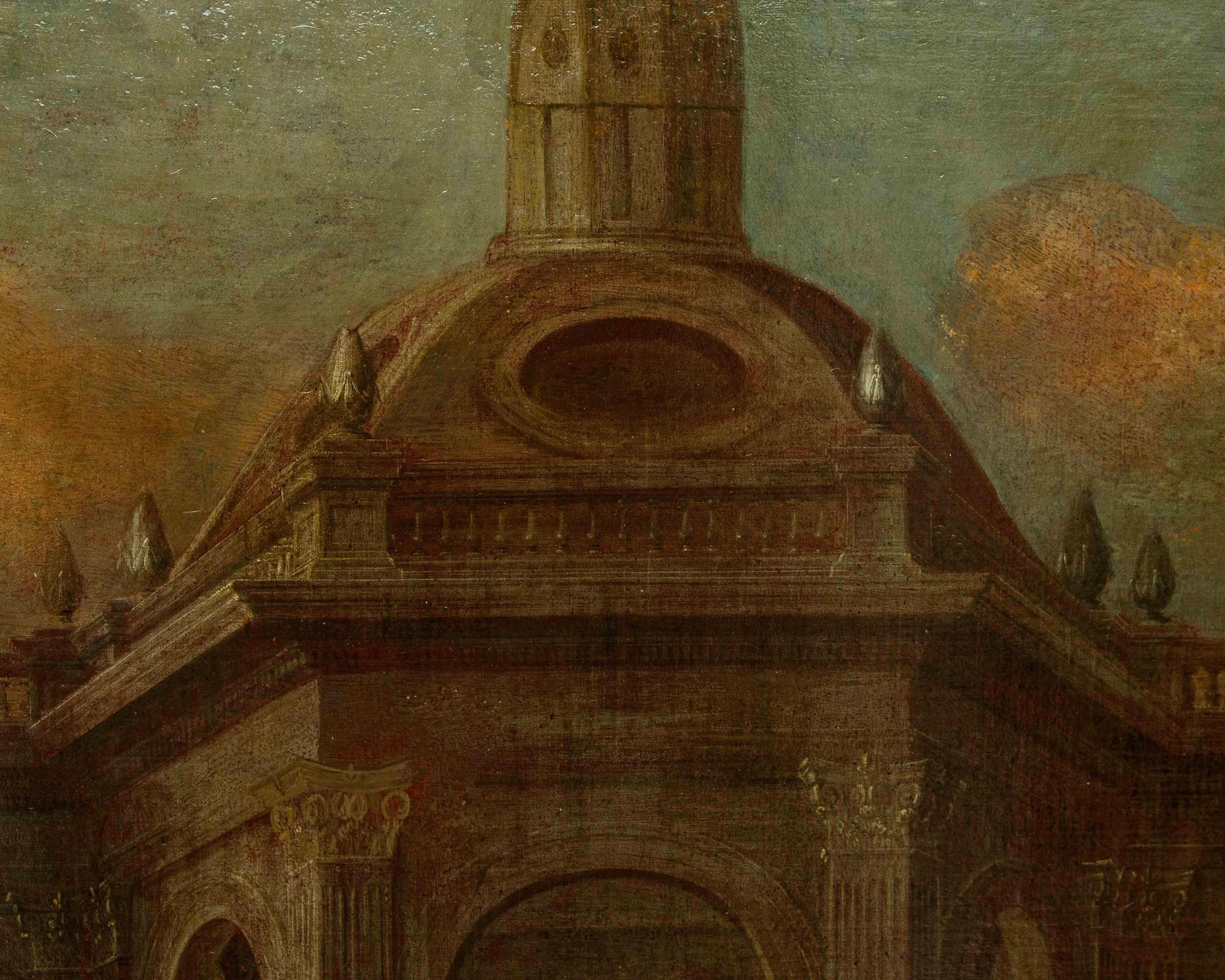Kreis von Francesco Battaglioli, Architektur mit Schwänen im Angebot 4