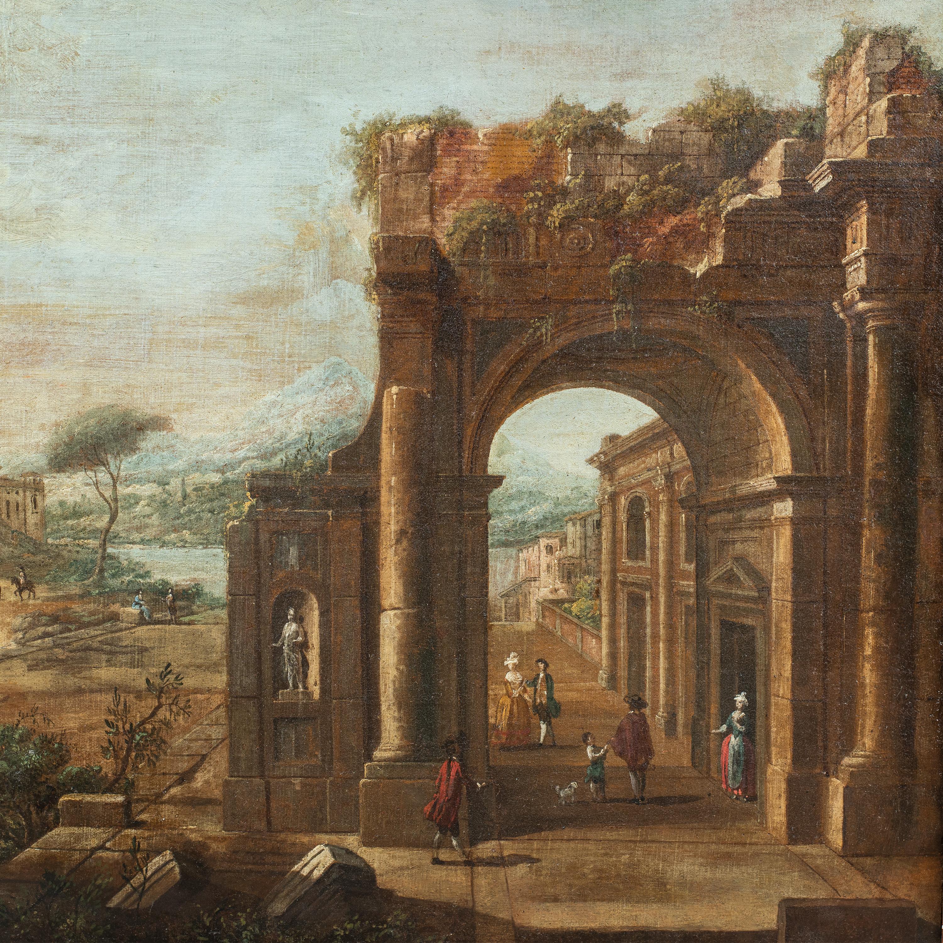 Francesco Battaglioli (Venediger Meister) – Gemälde des 18. Jahrhunderts – Ruinen-Landschaftsbild im Angebot 17