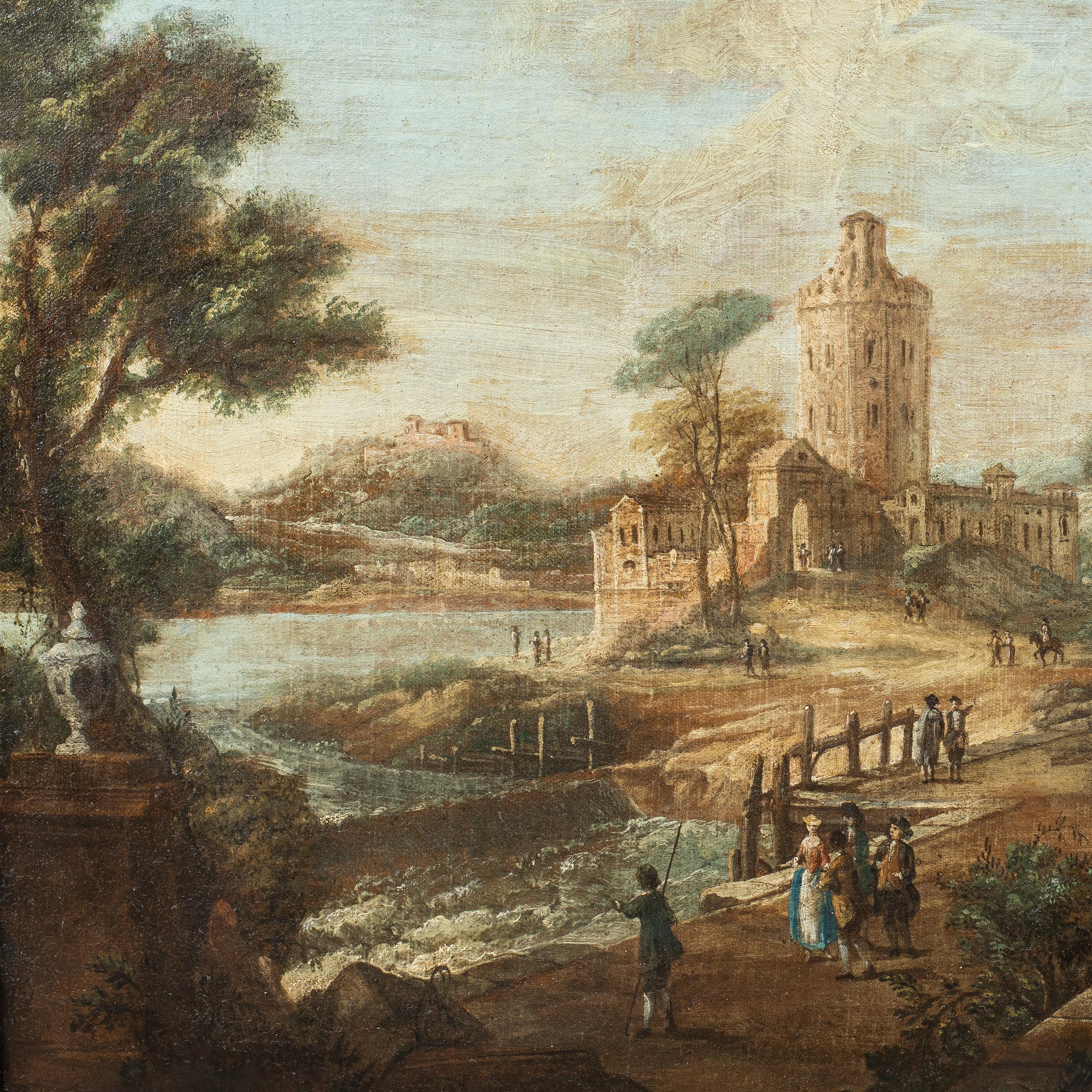 Francesco Battaglioli (Venediger Meister) – Gemälde des 18. Jahrhunderts – Ruinen-Landschaftsbild im Angebot 18
