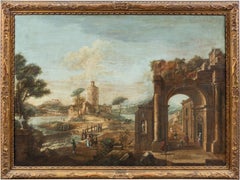 Francesco Battaglioli (Venetian master) - 18th century painting - Ruins Landscap