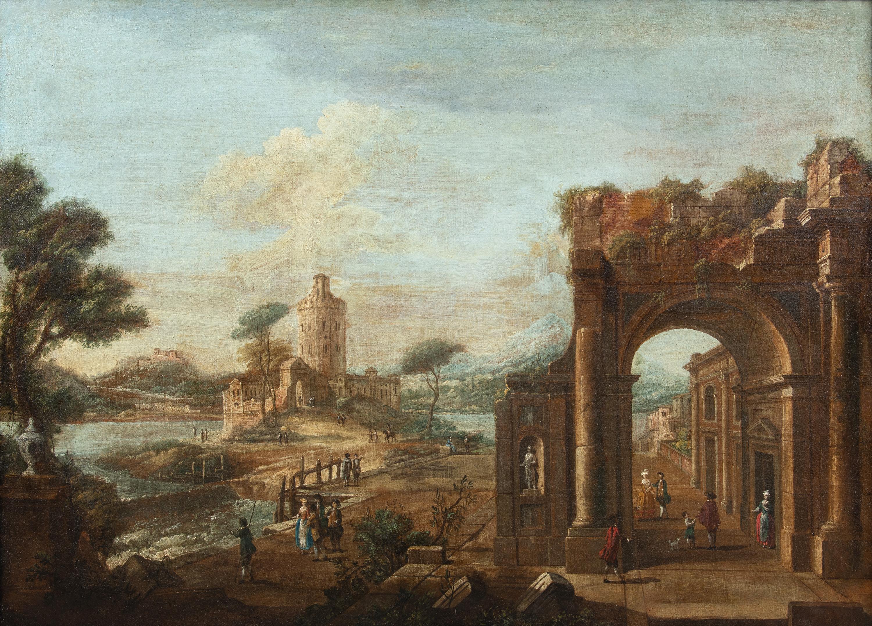 Francesco Battaglioli (Venetian painter) - 18th century landscape painting  For Sale 1