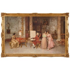 Large Italian genre painting of 'The Little Model' by Francesco Beda