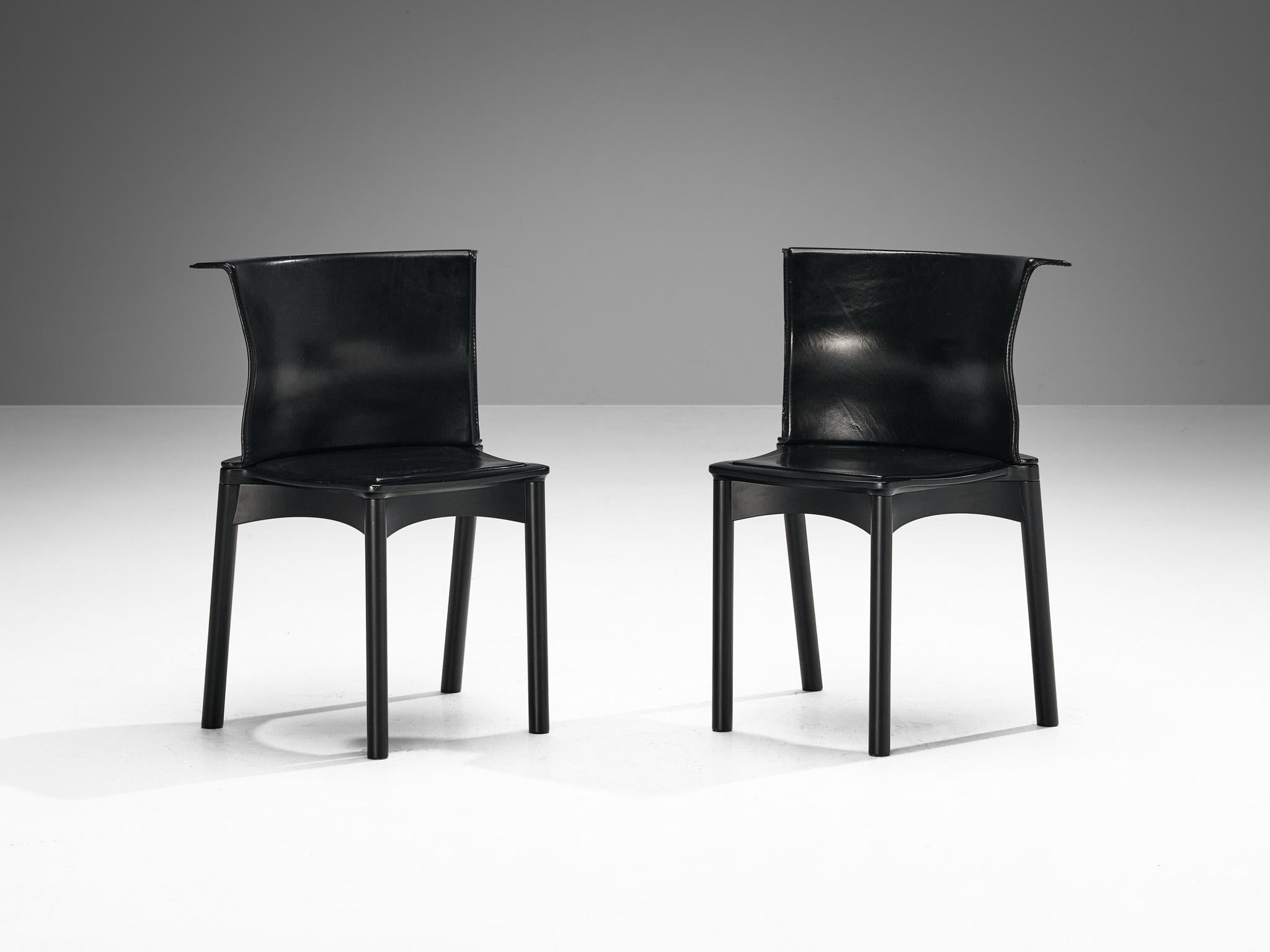 Francesco Binfaré pour Cassina Ensemble de quatre chaises de salle à manger 'Hock' en noir en vente 3