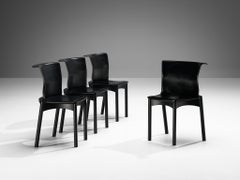 Francesco Binfaré pour Cassina Ensemble de quatre chaises de salle à manger "Hock" en cuir noir