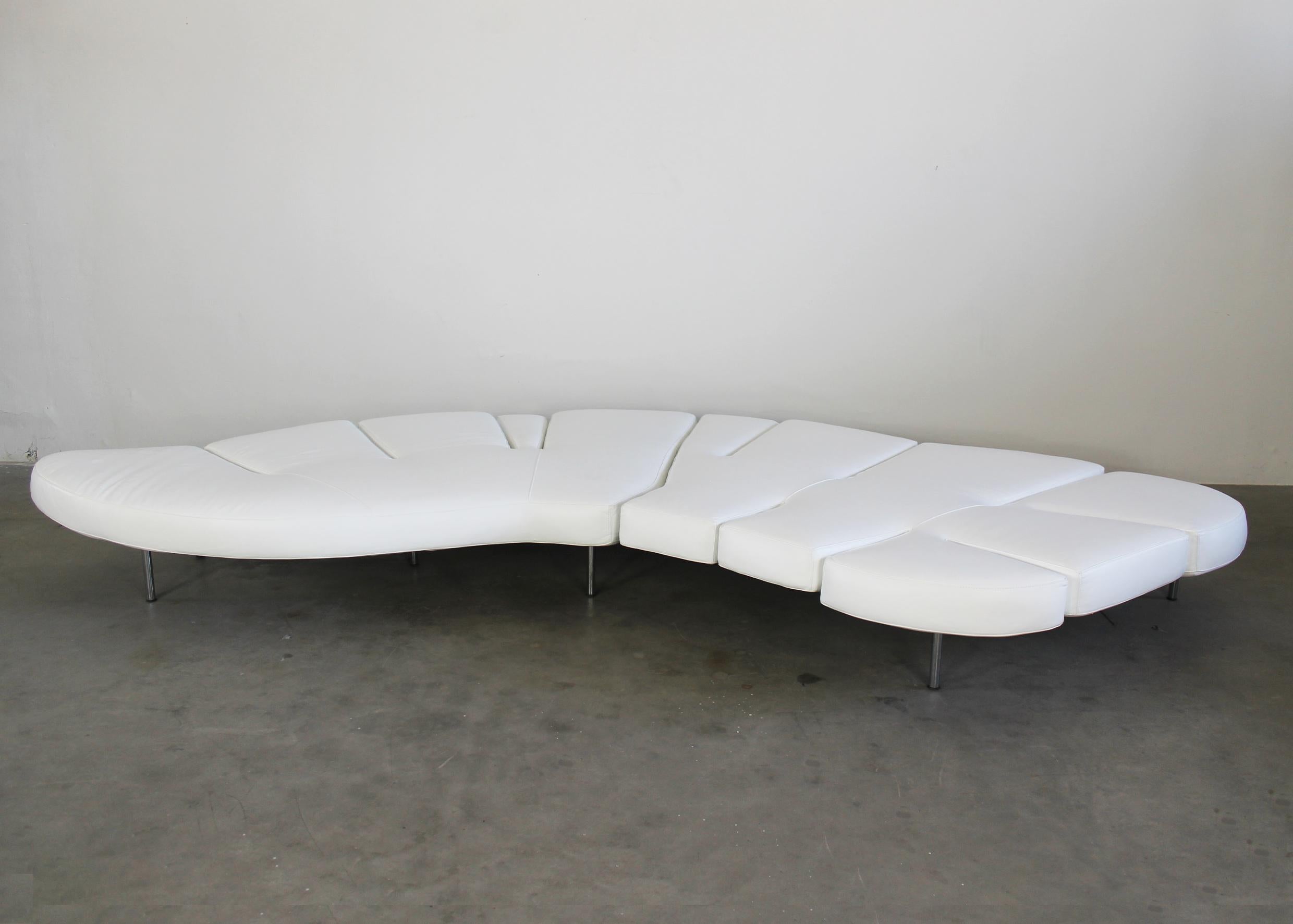 Francesco Binfaré Weißes Klappsofa aus Leder und Stahl von Edra 2000s (Moderne) im Angebot