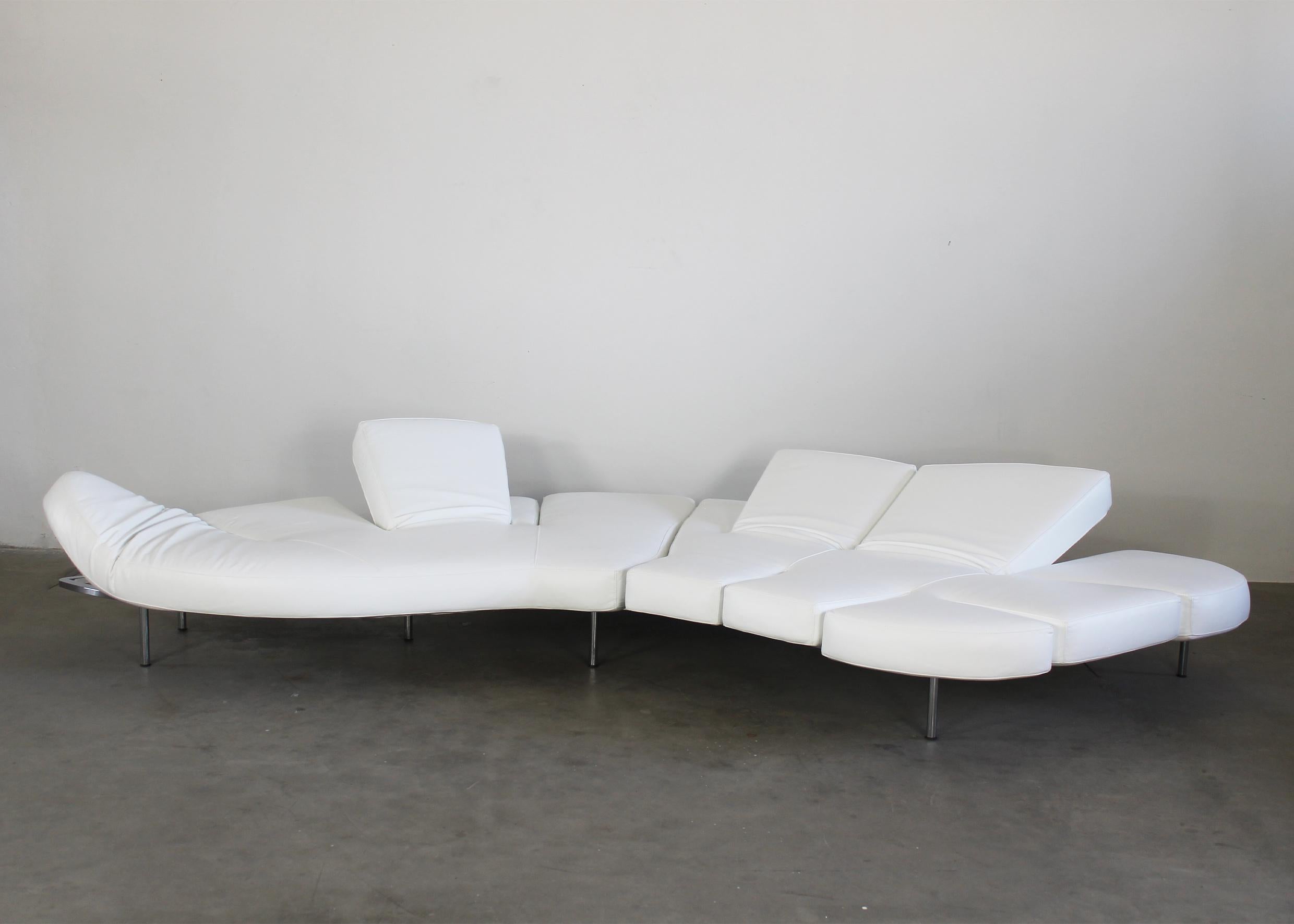 Francesco Binfaré Weißes Klappsofa aus Leder und Stahl von Edra 2000s (Italienisch) im Angebot