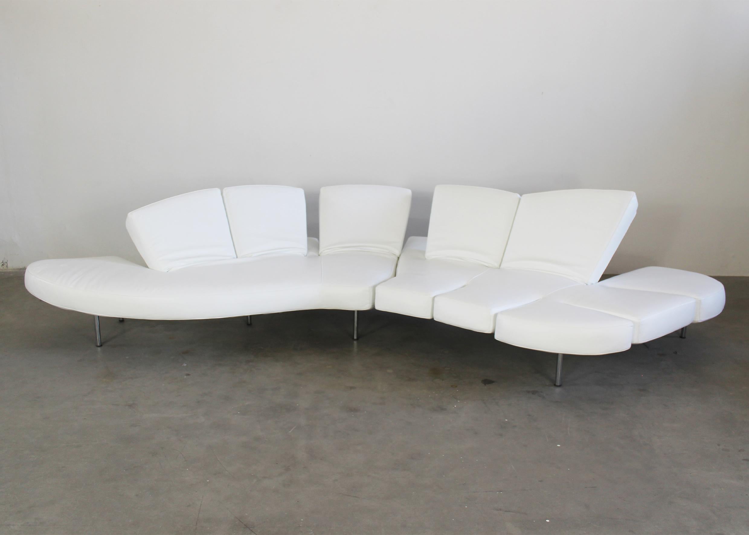 Francesco Binfaré Weißes Klappsofa aus Leder und Stahl von Edra 2000s im Zustand „Hervorragend“ im Angebot in Montecatini Terme, IT