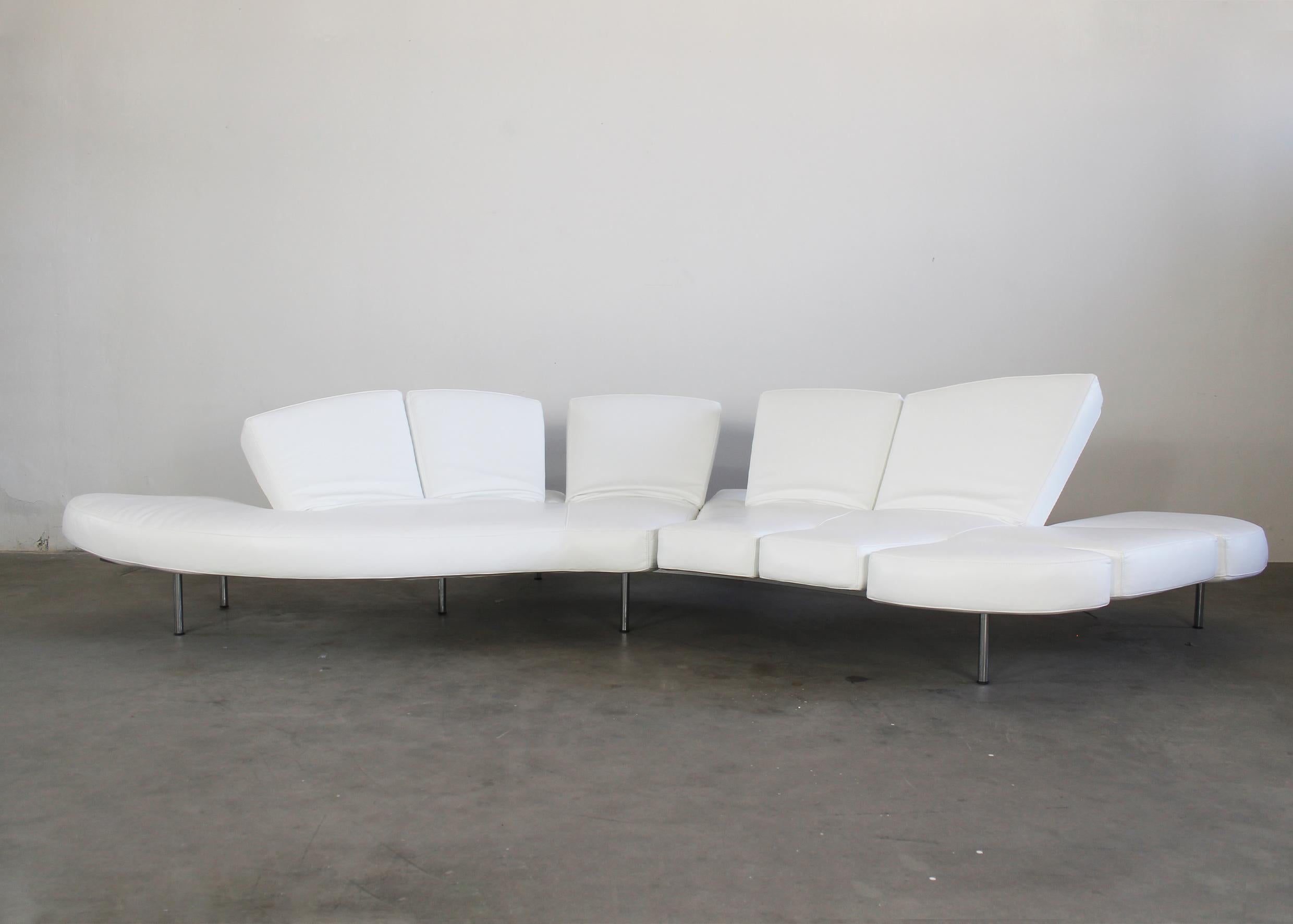 Francesco Binfaré Weißes Klappsofa aus Leder und Stahl von Edra 2000s (21. Jahrhundert und zeitgenössisch) im Angebot