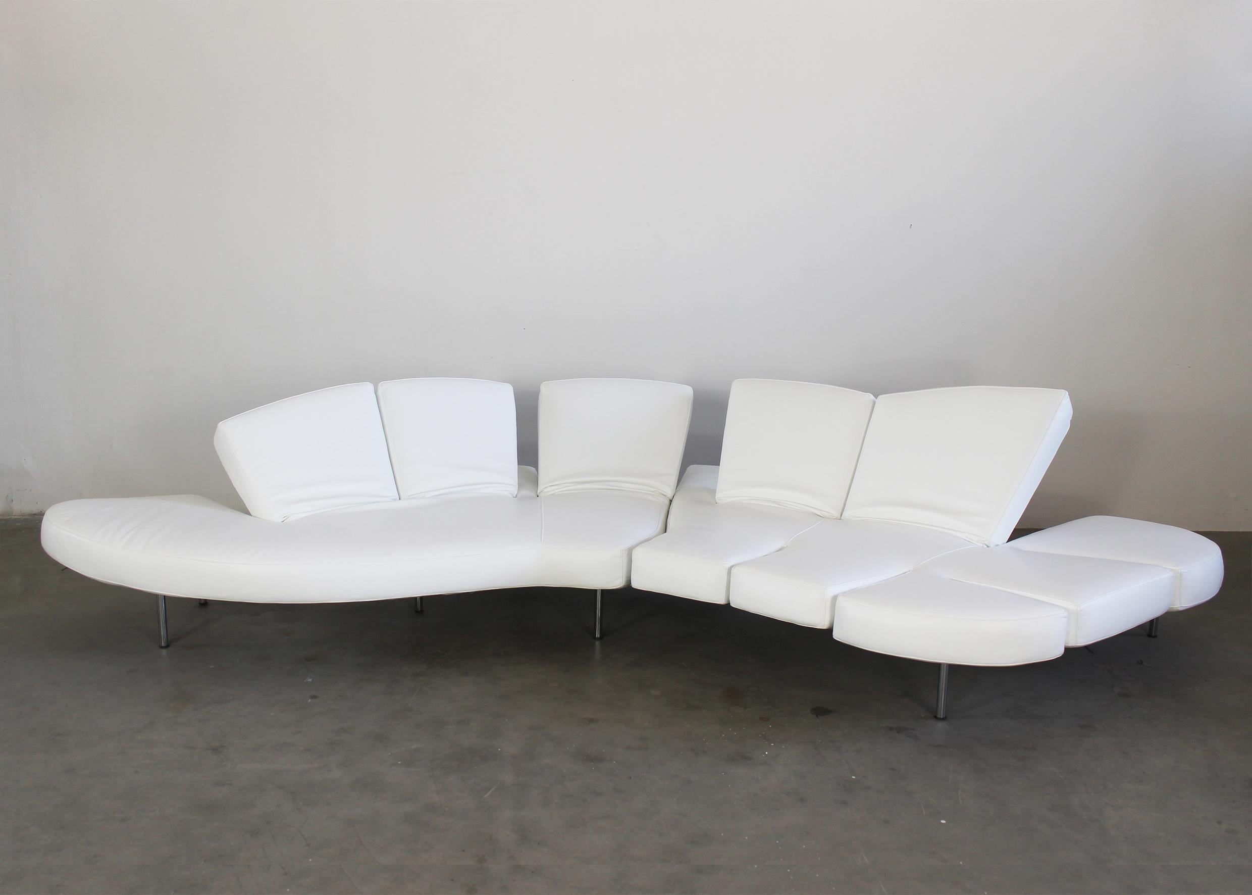 Francesco Binfaré Weißes Klappsofa aus Leder und Stahl von Edra 2000s (Metall) im Angebot
