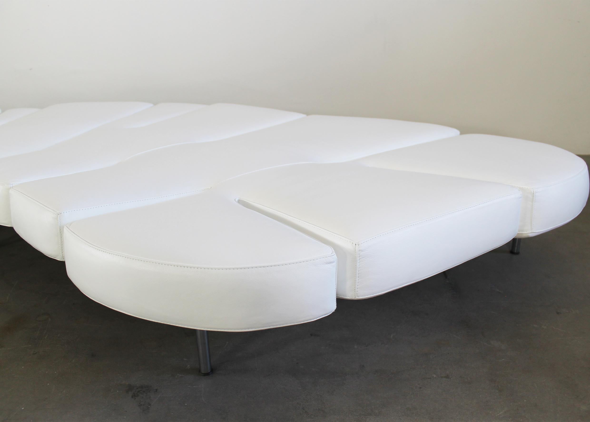 Francesco Binfaré Weißes Klappsofa aus Leder und Stahl von Edra 2000s im Angebot 1