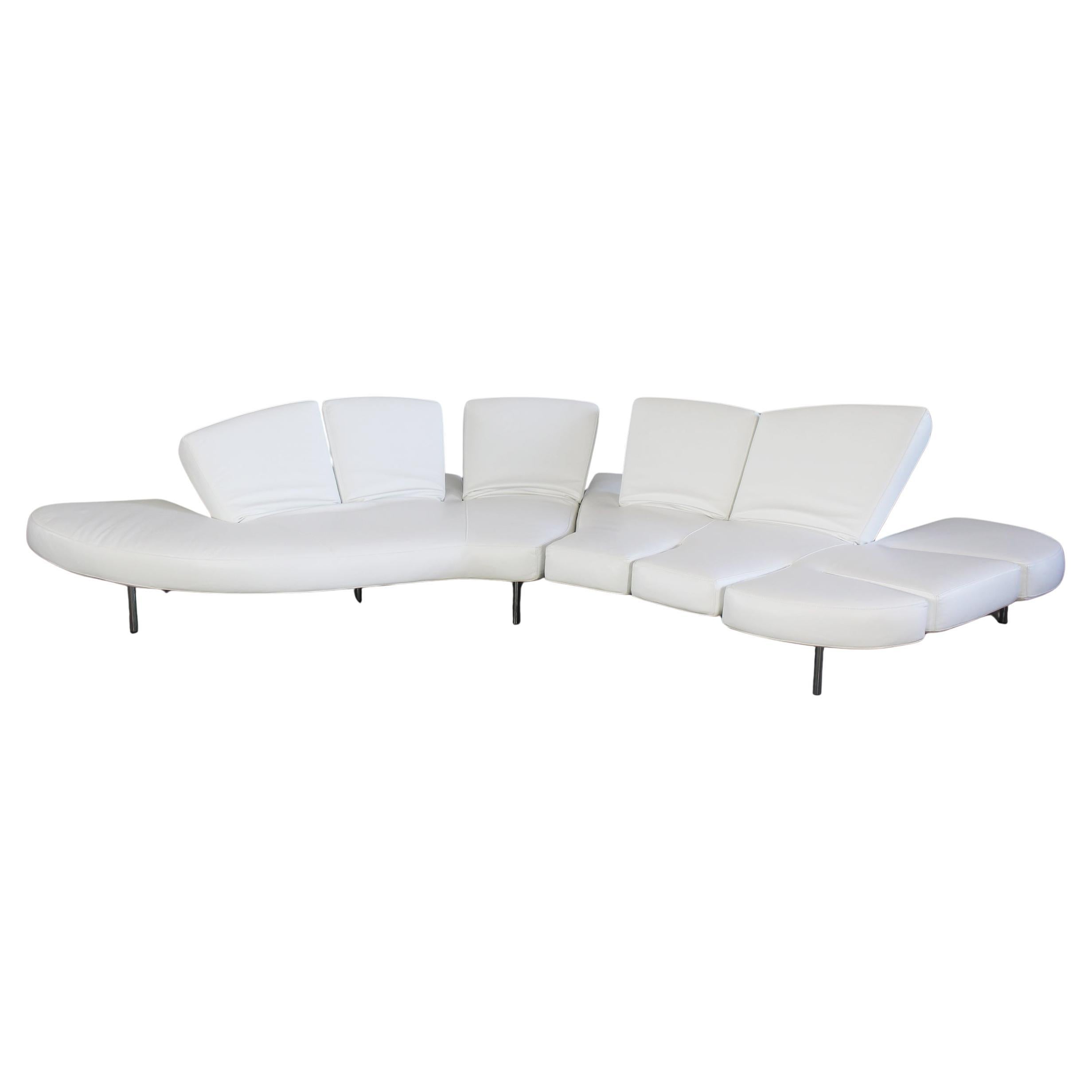 Francesco Binfaré White Flap Sofa in Leather and Steel by Edra 2000s