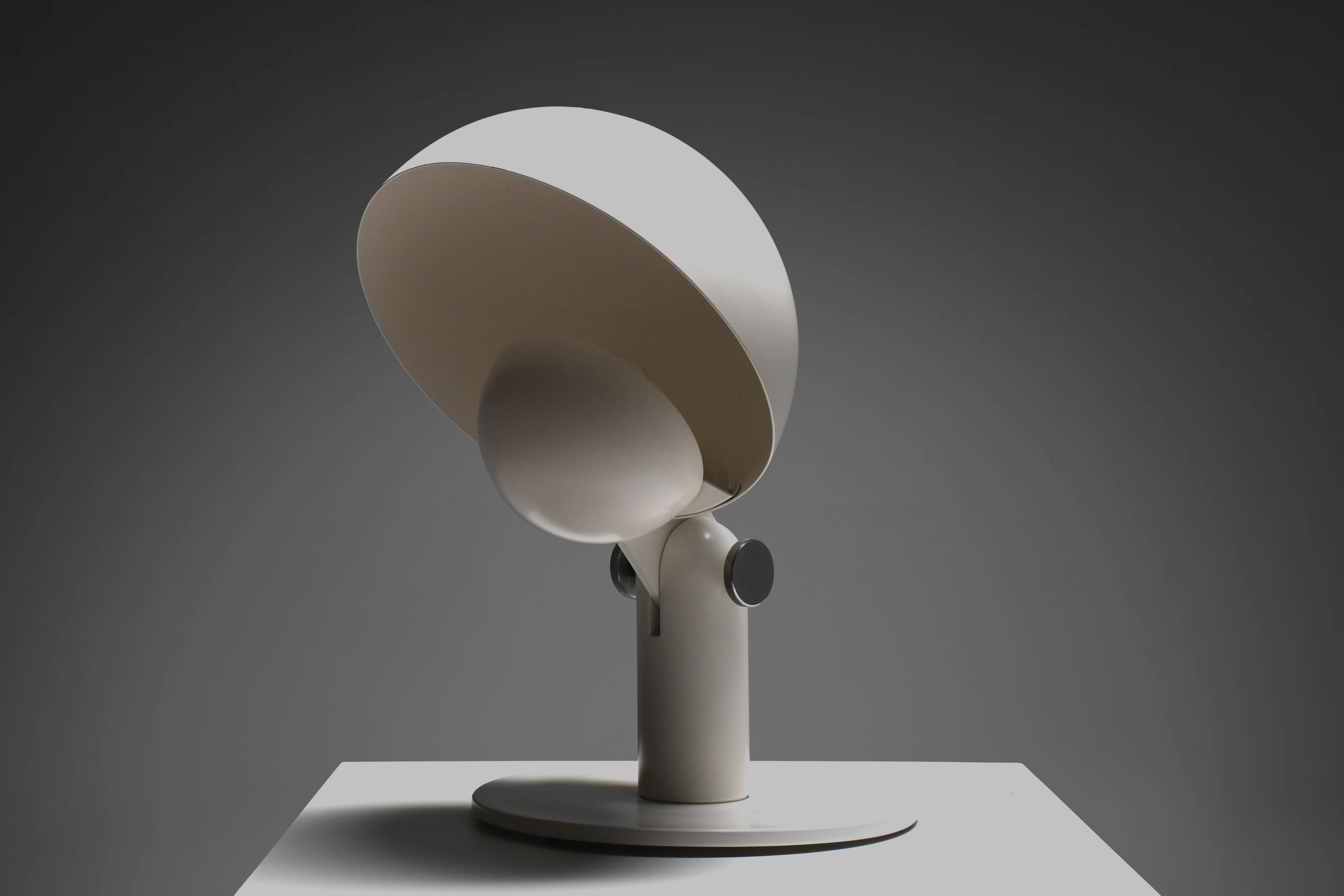 20th Century Large White Metal Francesco Buzzi ‘Cuffia’ Table Lamp by Bieffeplast, 1969