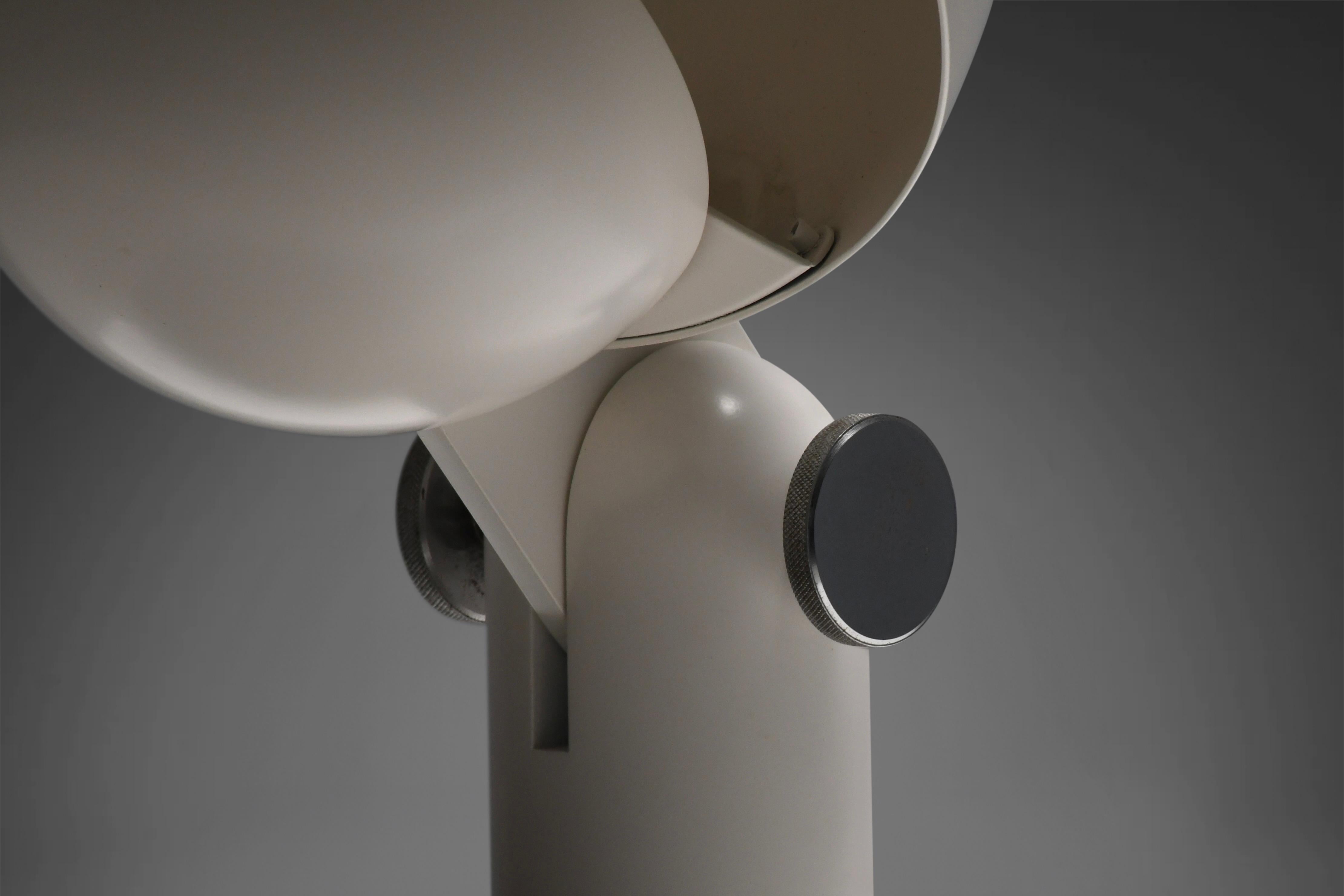 Large White Metal Francesco Buzzi ‘Cuffia’ Table Lamp by Bieffeplast, 1969 1