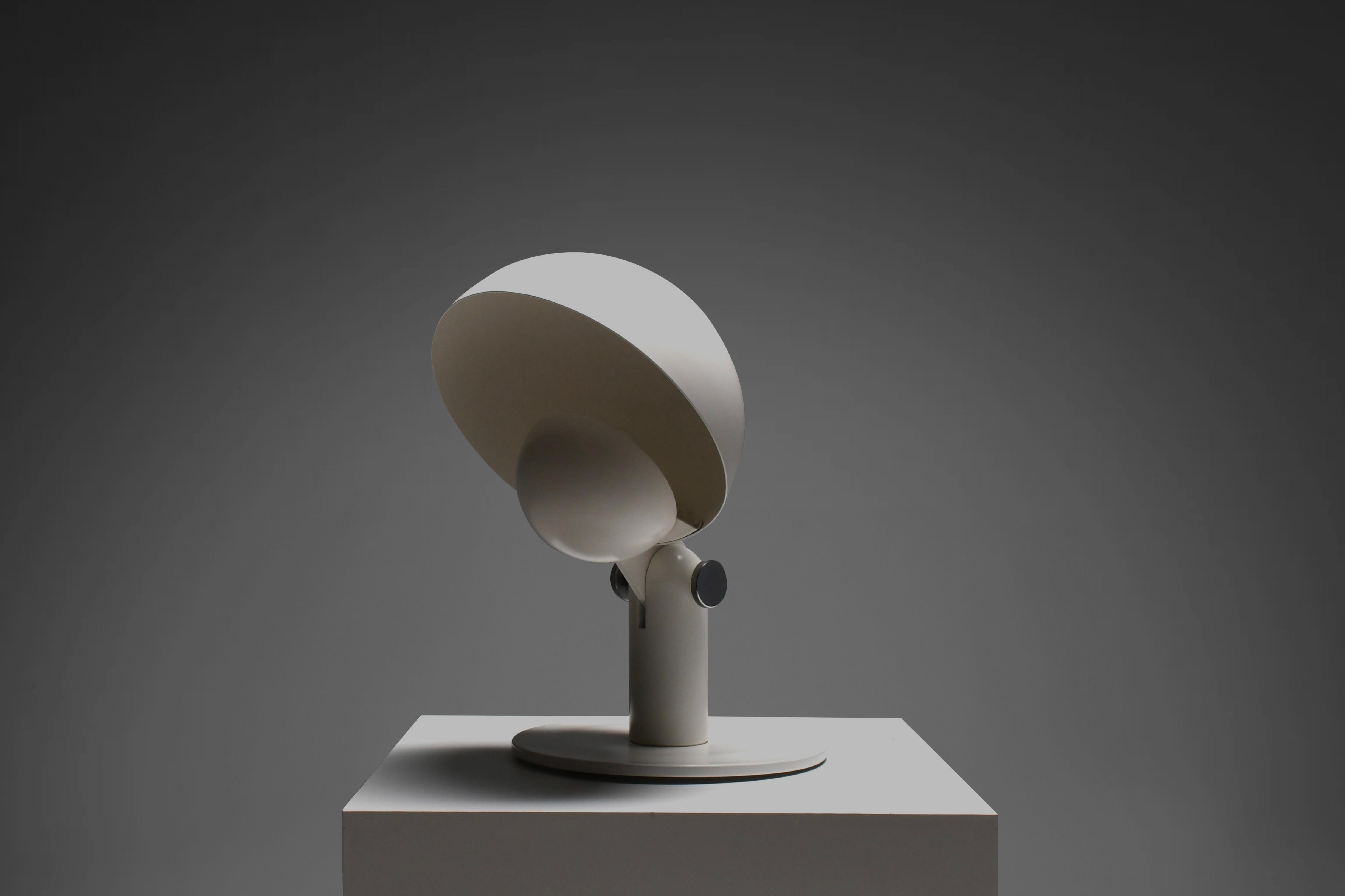 Large White Metal Francesco Buzzi ‘Cuffia’ Table Lamp by Bieffeplast, 1969 2