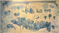 „Pavarolo's Blue Landscape“ Italien, Blau, Öl, cm. 180 x 100, 1960
