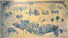 "Pavarolo's Blue Landscape"   Italy, Blue,  Oil cm. 180 x 100 , 1960