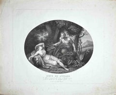 Jupiter et Antiopée - Gravure originale de Francesco Cecchini - 19ème siècle