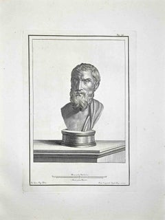 Ancient Roman Bust - Etching by Francesco Cepparoli - Late 18 Century