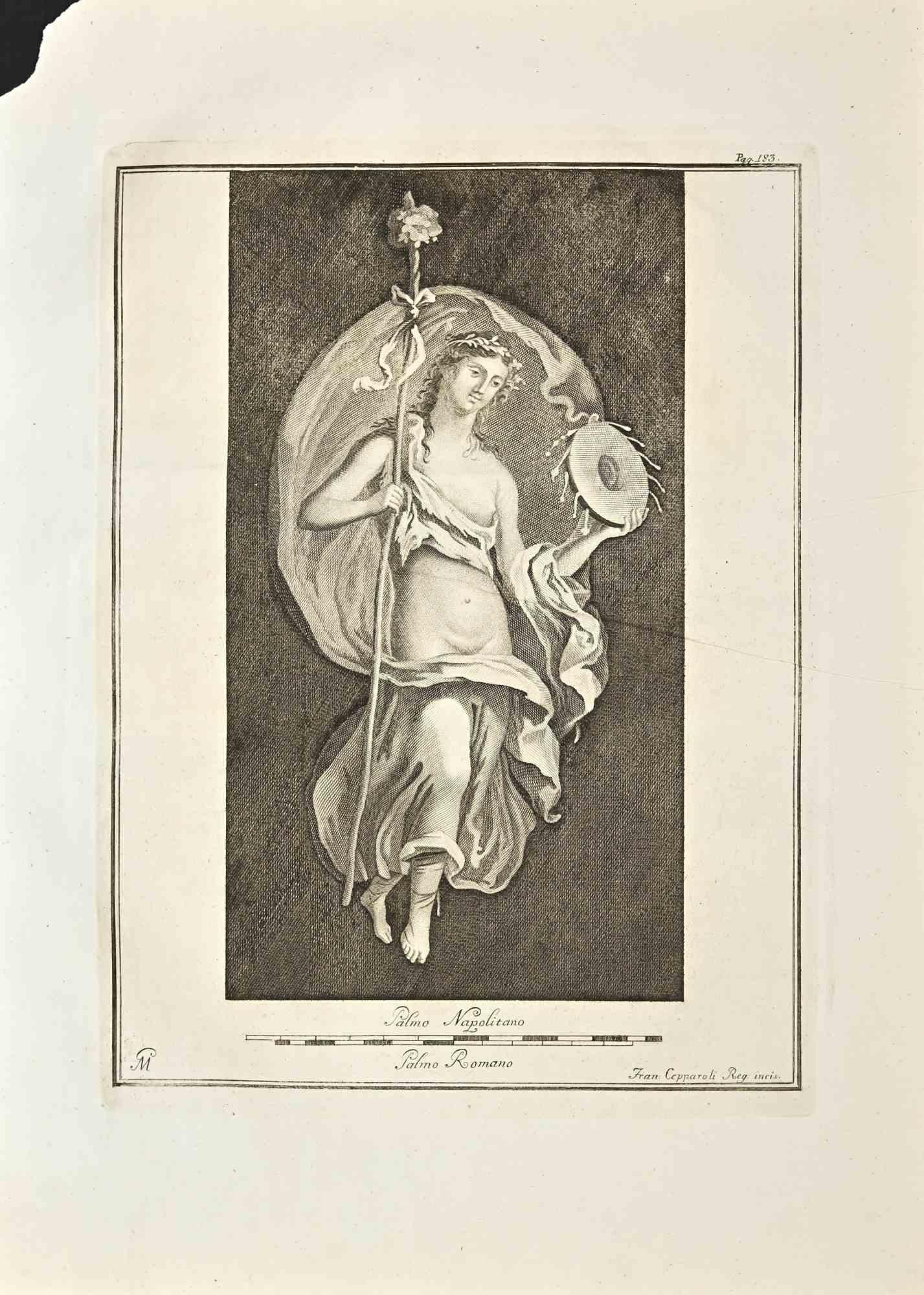 Francesco Cepparoli Figurative Print - Ancient Roman Goddess - Etching F. Cepparoli  - 18th Century