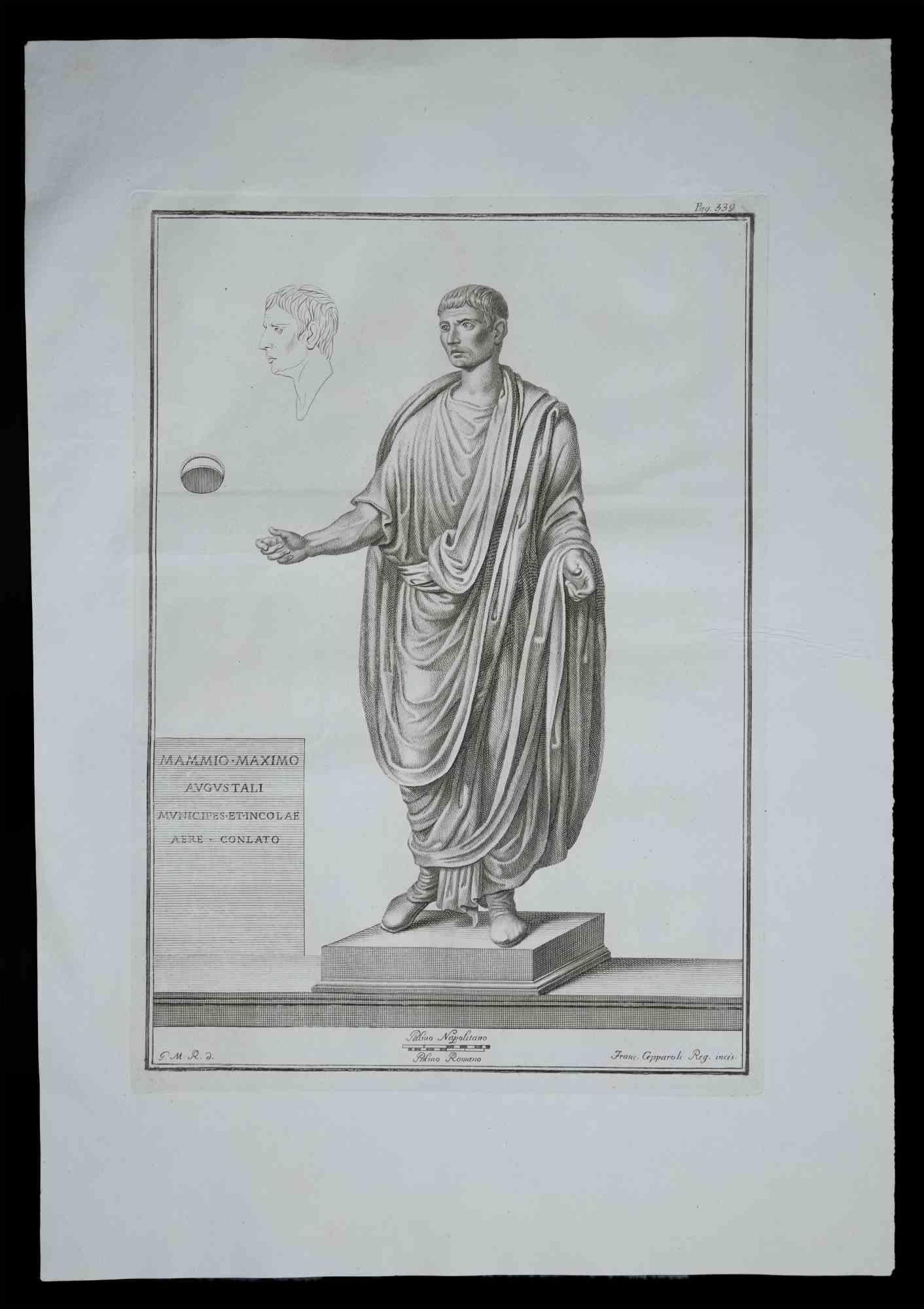 Ancient Roman Statue - Etching by Francesco Cepparoli - 1700s