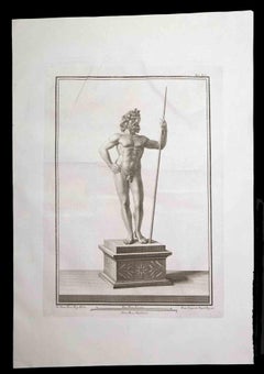 Statue romaine antique - gravure originale de Francesco Cepparoli - 18ème siècle