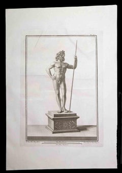Statua romana antica - Acquaforte originale di Francesco Cepparoli - XVIII secolo